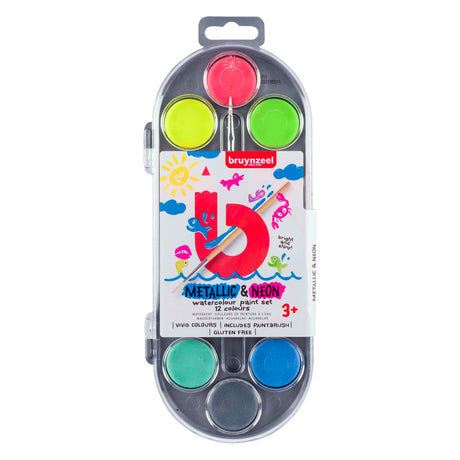 Set di acquerelli Bruynzeel per bambini metallizzato e neon
