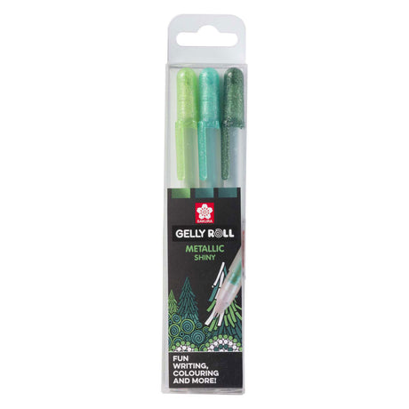 Set di 3 penne gel Sakura gelly roll metalliche foresta