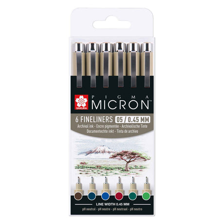Astuccio Sakura pigma micron 05 con 6 colori della terra