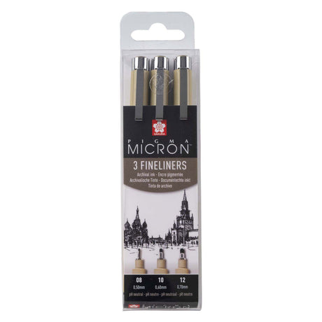 Astuccio Sakura Pigma Micron 3 fineliner nero 08-10-12 largo