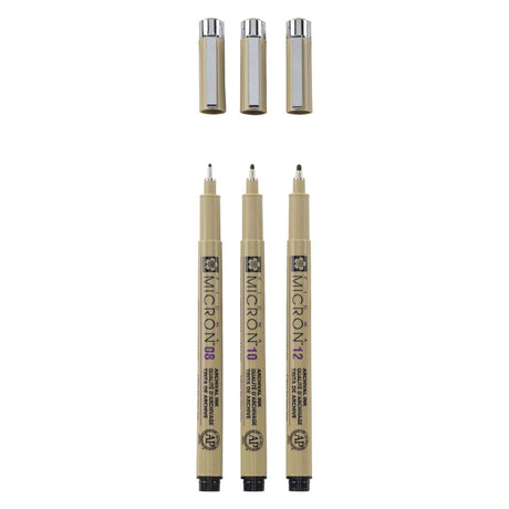 Astuccio Sakura Pigma Micron 3 fineliner nero 08-10-12 largo