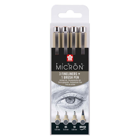Set di pennarelli Sakura Pigma Micron | 4 taglie, grigio freddo