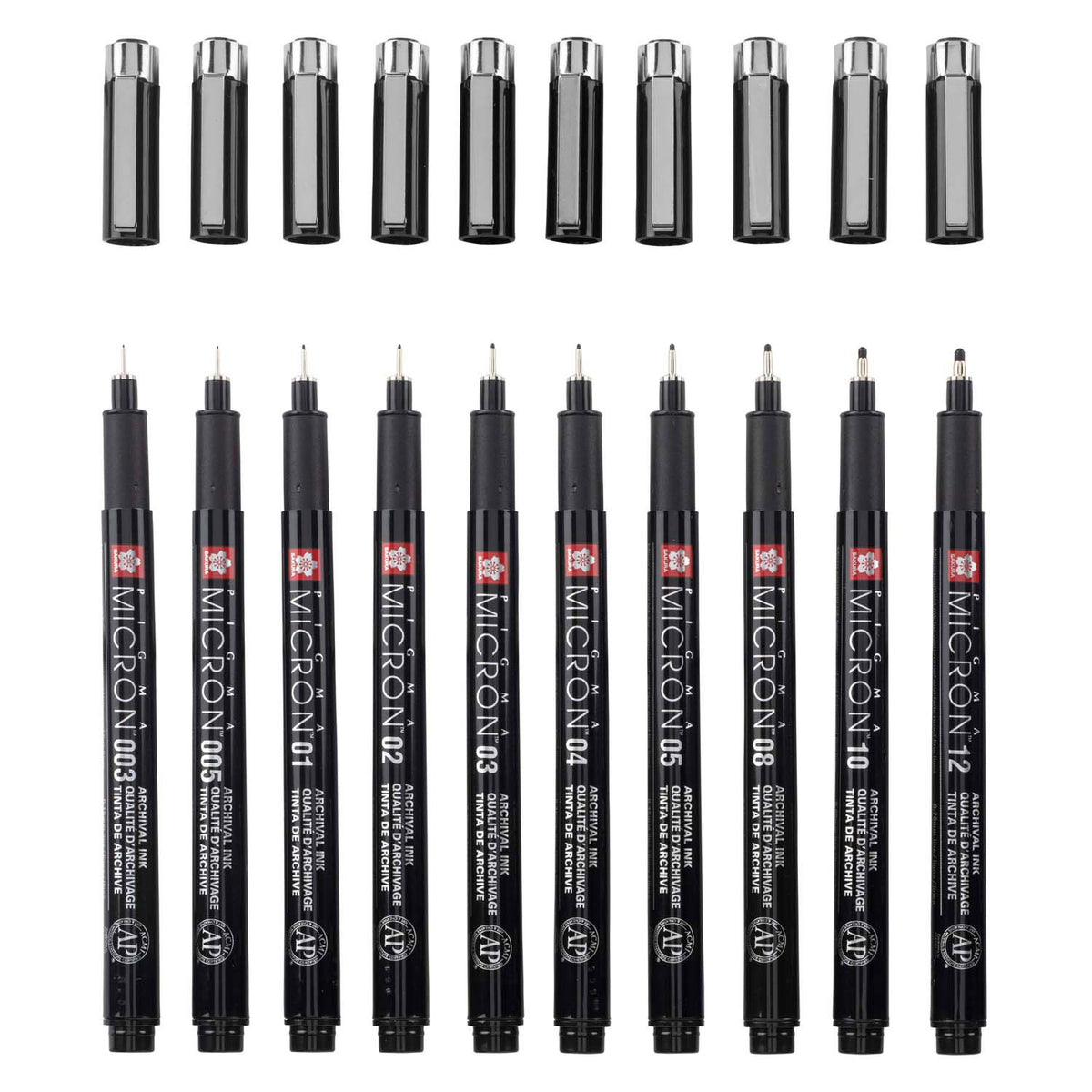 Sakura • set pigma micron edizione nera + custodia gratuita | 10 penne, nere