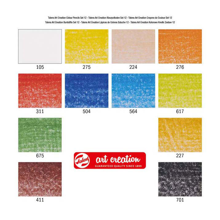 Set 12 matite colorate per creazione artistica Talens