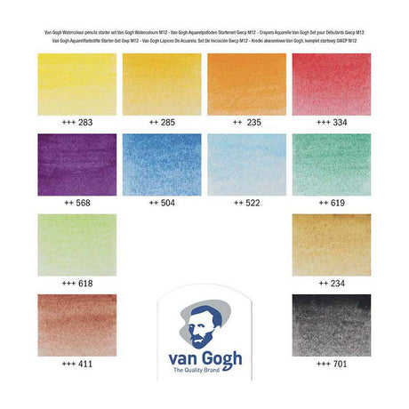 Set iniziale di matite acquerellabili Bruynzeel van Gogh con 12 colori