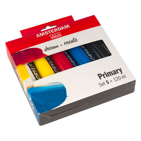 Bruynzeel amsterdam serie standard set di colori acrilici primari 120 ml, 5 pz.