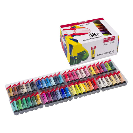 Bruynzeel amsterdam serie standard set di colori acrilici per la selezione generale 20 ml, 48 pezzi.