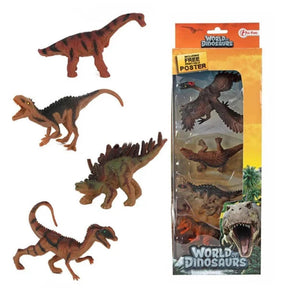 Toi-toys mondo dei dinosauri dinosauri, 4 pz.