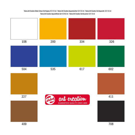 Set di colori ad acquerello per creazione artistica Talens 12x12ml