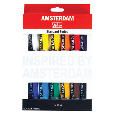 Set di selezione generale di colori acrilici serie standard Amsterdam | 12×20 ml