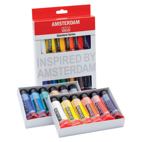 Set di selezione generale di colori acrilici serie standard Amsterdam | 12×20 ml