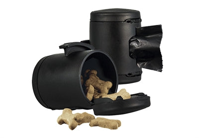 Porta snack Flexi con sacchetto per cacca nero