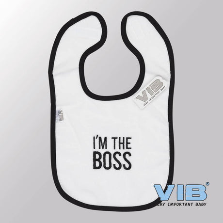 Bavaglino Van der Doelen in velluto I'm the boss bianco