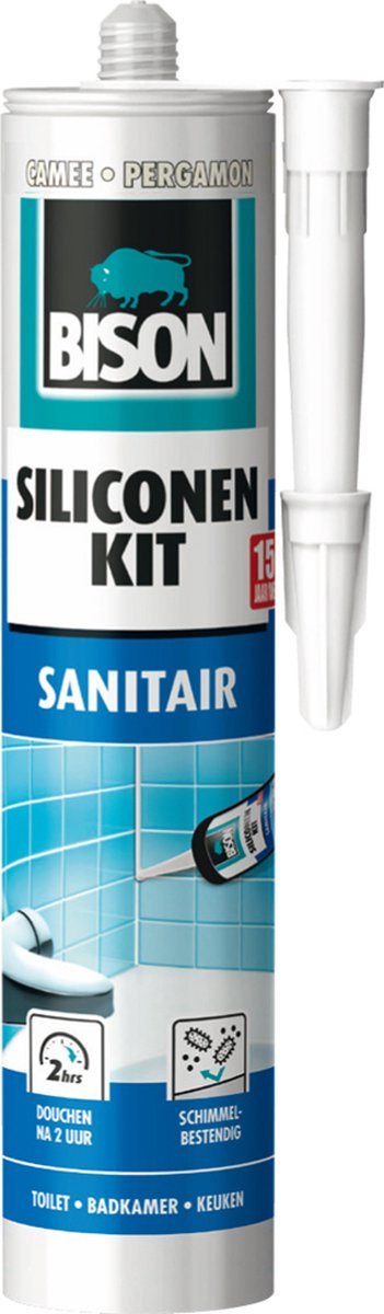 Bison sigillante siliconico cameo tubo 300 ml - sigillante resistente all'acqua, sigillo sanitario, insensibile alle muffe, resistente al colore, permanentemente elastico, facile da applicare