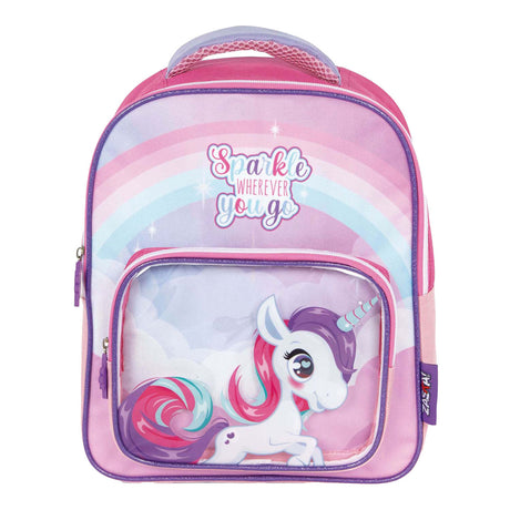Zaino unicorno con tasca frontale trasparente