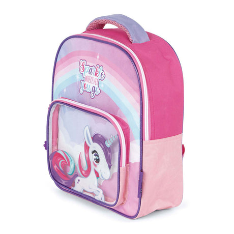 Zaino unicorno con tasca frontale trasparente