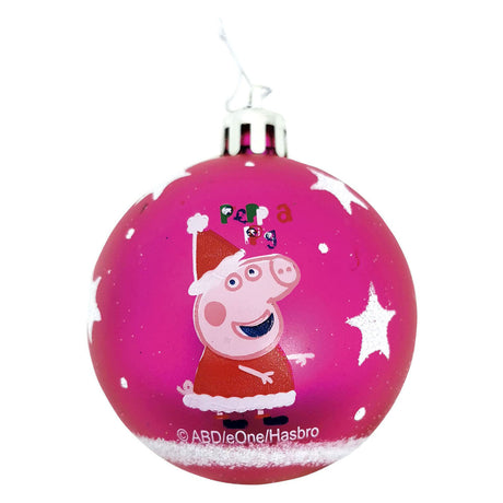 Peppa pig kerstballen 8cm fuchsia - 6st.