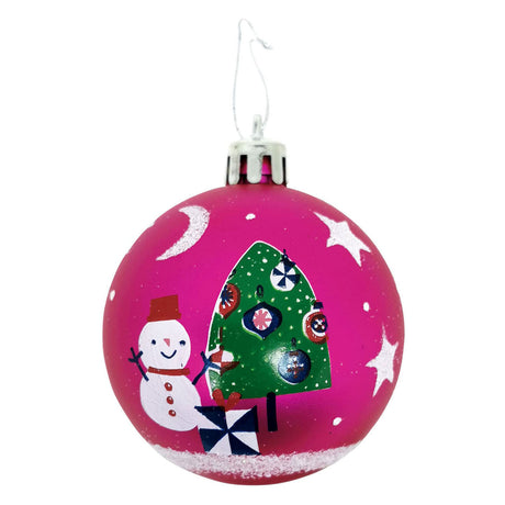 Peppa pig kerstballen 8cm fuchsia - 6st.
