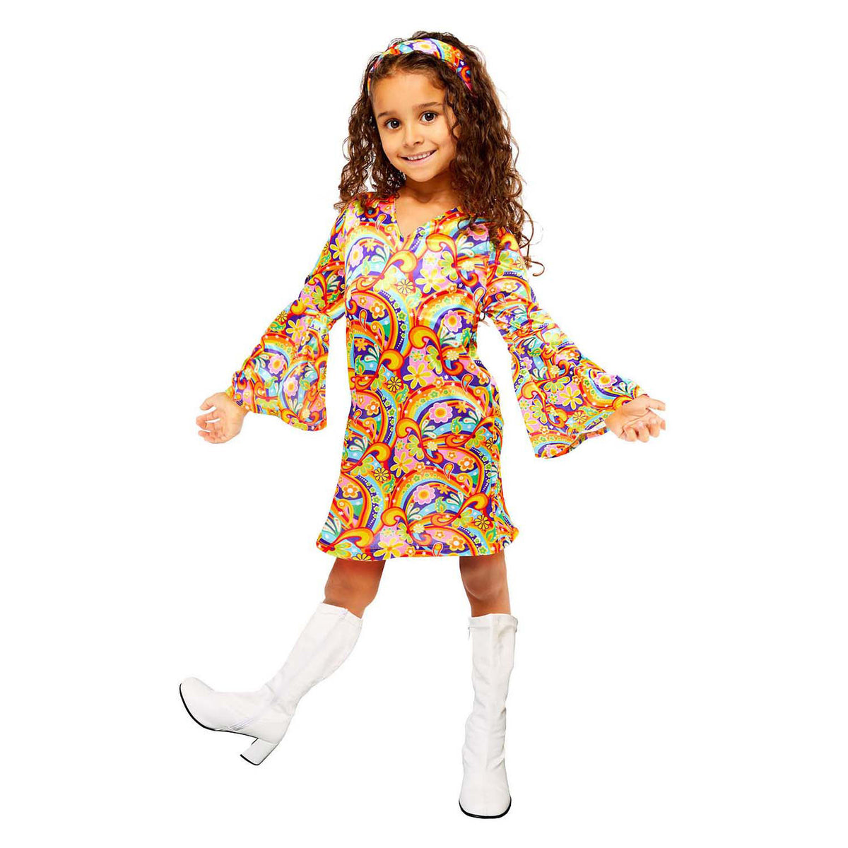 Costume da hippie arcobaleno per bambini - 6-8 anni
