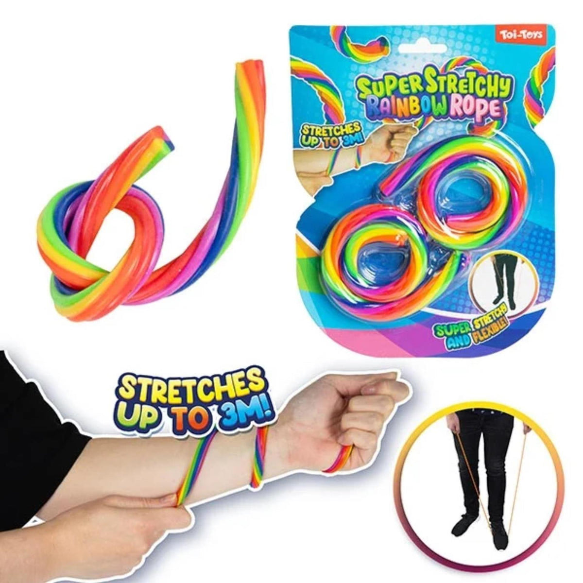 Toi-toys toi giocattoli corda super elastica arcobaleno blister da 2 pezzi
