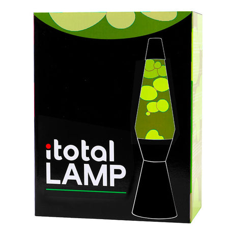 Lampada lava I-total - lampada lava - lampada d'atmosfera - 40x11 cm - vetro alluminio - 30w - verde con lava gialla - nero - xl2341