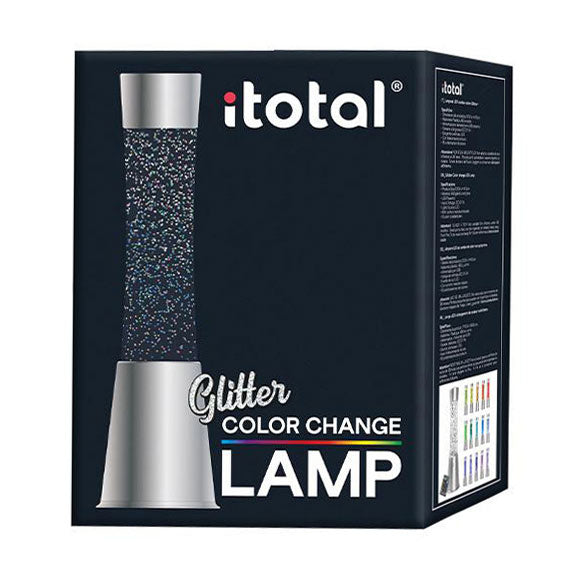 Lampada lava I-total - lampada glitter - lampada lava - lampada d'atmosfera - 41,5x10,8 cm - vetro alluminio - telecomando per 16 colori - xl2495