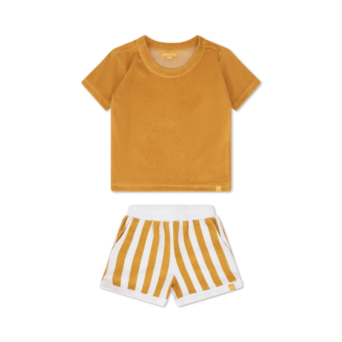 Flusso | set ragazzi giallo e bianco da spiaggia – spugna