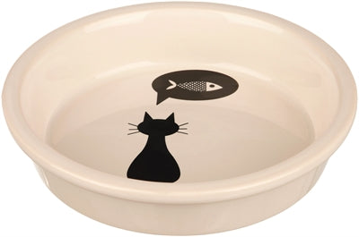 Trixie ciotola per cibo in ceramica bianca con silhouette gatto
