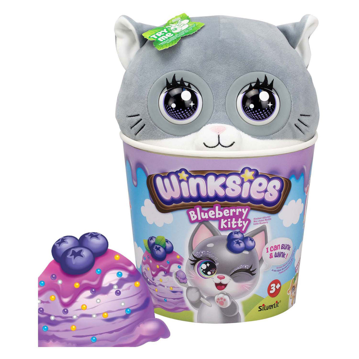 Gattino mirtillo Silverlit Winksies - peluche interattivo in una coppa di gelato