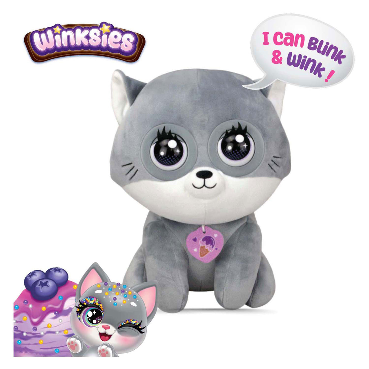 Gattino mirtillo Silverlit Winksies - peluche interattivo in una coppa di gelato
