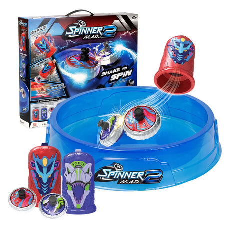 Silverlit spinner mad 2 deluxe battle pack - 2 shaker, 2 spinner, 1 arena di battaglia