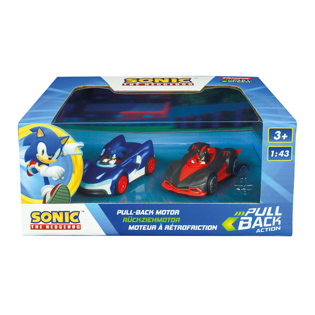 Carrera pull back car team sonic racing - confezione doppia sonic vs. shadow