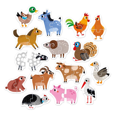 Puzzle passo dopo passo del panda banana con animali della fattoria 18m+.