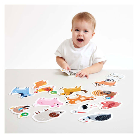 Puzzle passo dopo passo del panda banana con animali della fattoria 18m+.