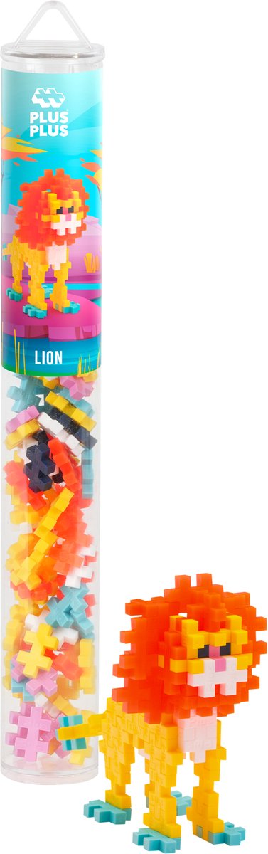 Plus-plus lion Set da costruzione tubo da 100 pezzi - 4324 - giocattoli da costruzione - giocattoli da costruzione - set con blocchi da costruzione - da 5 anni