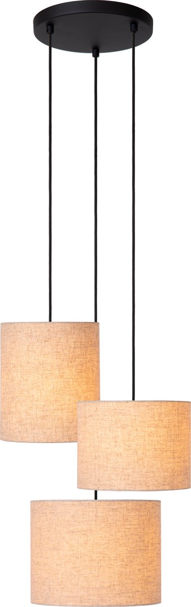 Lucide maya - lampada a sospensione - ø 46 cm - 3xe27 - beige - japandi