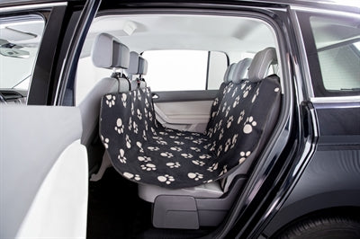 Trixie coperta per auto in pile di nylon stampa zampe nero beige