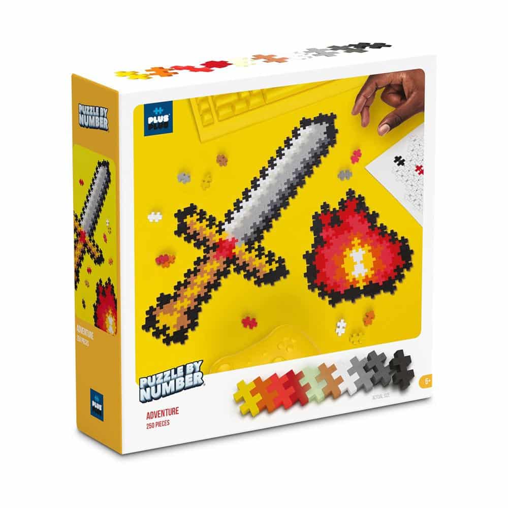 Plus-plus puzzle con spada numerica 250 pezzi - 3910 - puzzle e giocattoli da costruzione in uno - da 5 anni