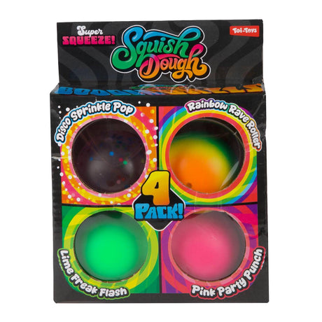 Toi toys toi-toys squishdough set knijpballen -glitter_neon 5cm 4st