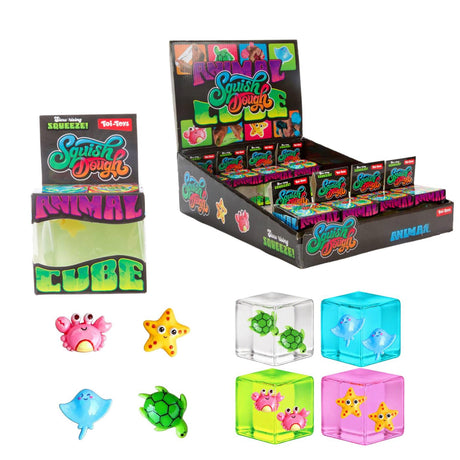 Toi toys toi-toys squishdough knijpkubus -icedanimal- 5cm 150gr 4ass