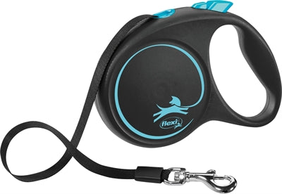Nastro flessibile con design nero, linea retrattile, blu