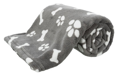 Trixie coperta per cani Kenny in pile zampe d'osso grigia