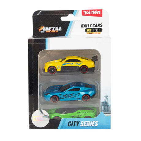 Toi-toys toi giocattoli auto da corsa in metallo da rally classico set di 3 pezzi serie città