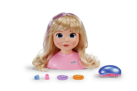 Testa per lo styling Baby Born, testa per bambola Carla con accessori.