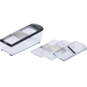 Set di grattugia e pialla Westmark con griglie di taglio 4 e vassoio di raccolta, plastica in acciaio inossidabile, quadro tecnico, argento nero trasparente, 14352260