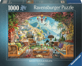 Puzzle Ravensburger con vista sulla terrazza mediterranea - 1000 pezzi.
