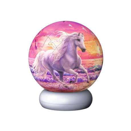 Ravensburger – Cavalli sulla spiaggia – Luce notturna con sfera puzzle 3D – 73 pezzi