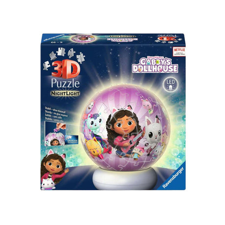 Ravensburger – Casa delle bambole di Gabby – Luce notturna con sfera puzzle 3D – 73 pezzi