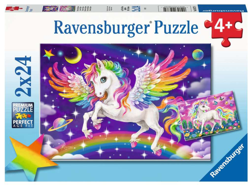 Ravensburger puzzle unicorno e pegaso - puzzle - 2x24 pezzi