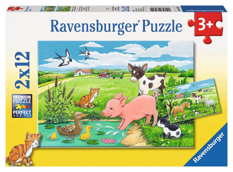 Puzzle Ravensburger cuccioli di animali in campagna - 2x12 pezzi - puzzle per bambini